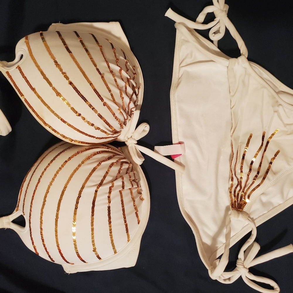 Vs bikini white with gold sequin